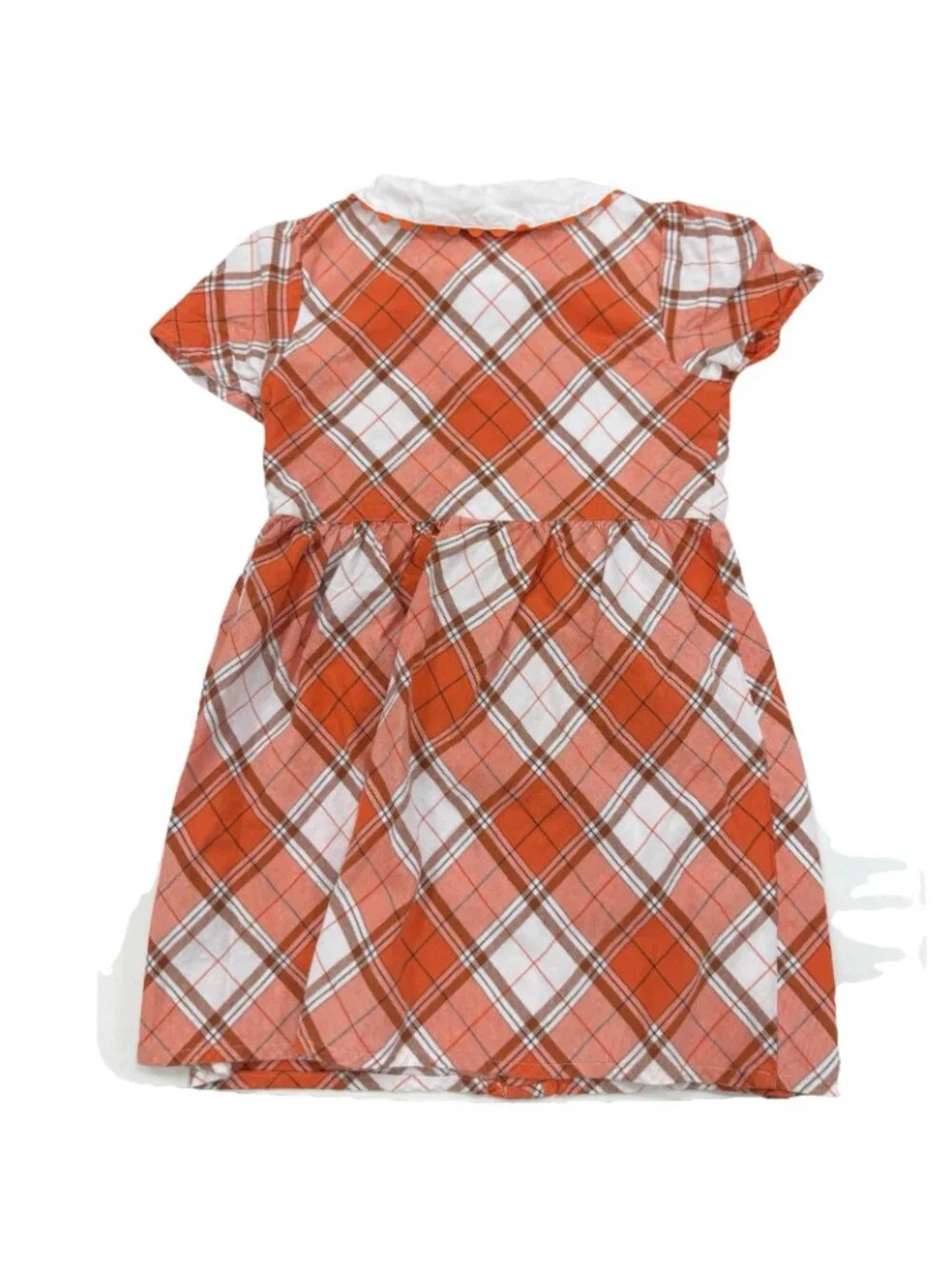 Gymboree	Orange Pumpkin Plaid Dress with Pilgrim Collar size 6 Button Front